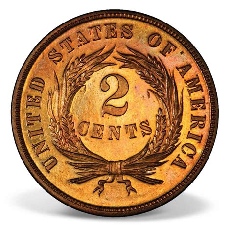 A pattern design for the Two Cent Piece featuring George Washington. A second pattern design, this showing the original motto: "God Our Trust." Due to the shortage of small change during the Civil War, the Two Cent piece was initially popular and circulated widely. However, as the shortage eased after the war and the supply of small cents and ...